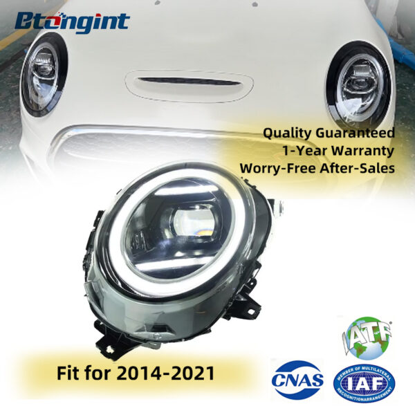 Suitable for 2014-2021 MINI F55 F56, upgraded headlight assembly with LED daytime running lights, sequential turn signals and projector lenses