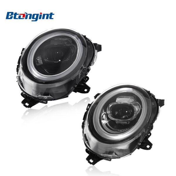 Fits 2014-2021 BMW MINI F55 F56. New upgraded headlight assembly with LED daytime running lights, turn signals and projector lenses.