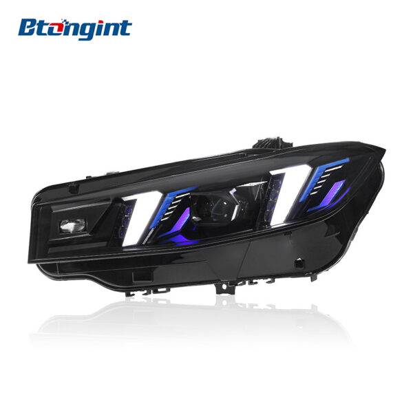 Modified Fangs-Style Headlight Assembly with Dual-Color LED DRL & Laser Lenses for 2023–2024 BMW 3 Series G20
