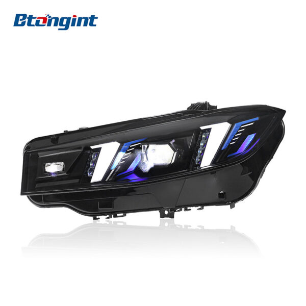 Modified Fangs-Style Headlight Assembly with Dual-Color LED DRL & Laser Lenses for 2023–2024 BMW 3 Series G20