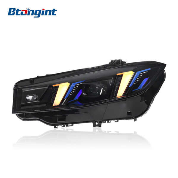 Modified Fangs-Style Headlight Assembly with Dual-Color LED DRL & Laser Lenses for 2023–2024 BMW 3 Series G20