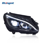 Low-to-High Spec Upgrade Headlight Assembly with Light Guide DRL & LED Bi-Xenon Lenses for Mercedes-Benz GLA (2015-2019 Models)