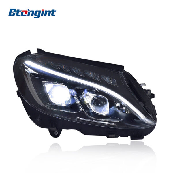 Low-to-High Spec Upgrade Headlight Assembly with Light Guide DRL & LED Bi-Xenon Lenses for Mercedes-Benz GLA (2015-2019 Models)