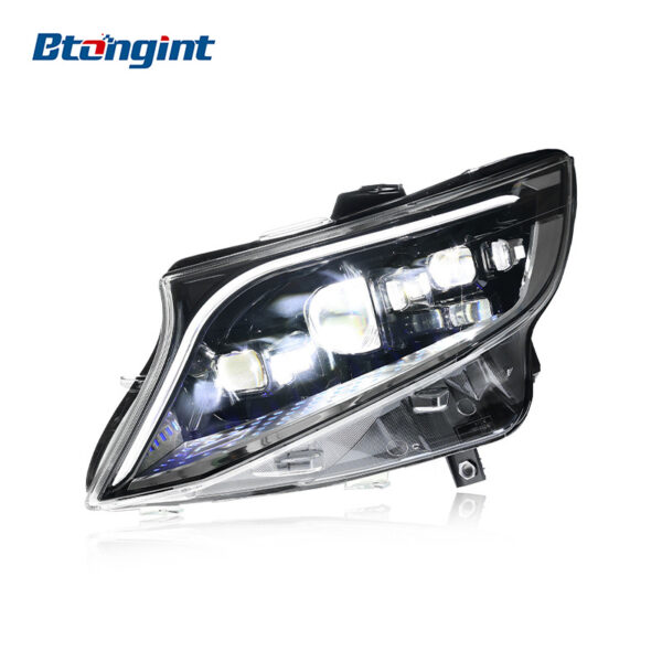 Suitable for 2016-2023 Mercedes-Benz Vito, S-Class Style Modified Headlight Assembly with LED Daytime Running Lights and Sequential Turn Signals