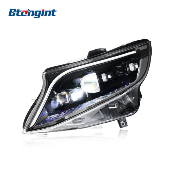 Suitable for 2016-2023 Mercedes-Benz Vito, S-Class Style Modified Headlight Assembly with LED Daytime Running Lights and Sequential Turn Signals