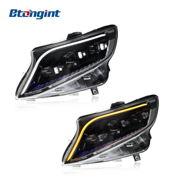 Suitable for 2016-2023 Mercedes-Benz Vito, S-Class Style Modified Headlight Assembly with LED Daytime Running Lights and Sequential Turn Signals