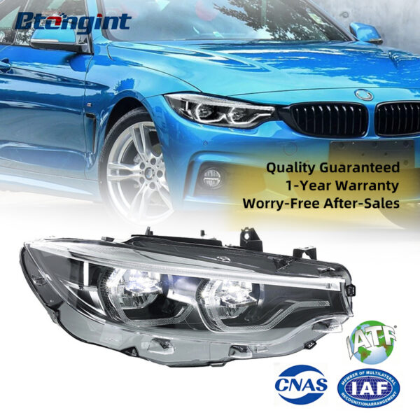 For BMW 4 Series F32 (2013-2020) Headlight Assembly, Upgraded Dual-color LED Scoop Daytime Running Light with Turn Signal