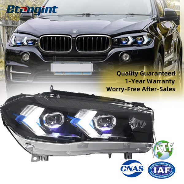 Fits 2014-2018 BMW X5 F15, Retrofit Headlight Assembly Equipped with New LED Lens, Daytime Running Light and Turn Signal