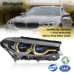 2018-2020 BMW 5 Series G30 Headlight Assembly, High-spec Upgrade with Blue Frame Dual-color LED Spoon DRL