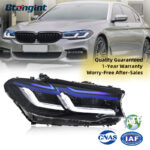 Thunder Style Headlight Assembly with Blue Eyebrow LED DRL, Turn Signal & Projector for 2018-2020 BMW 5 Series G30