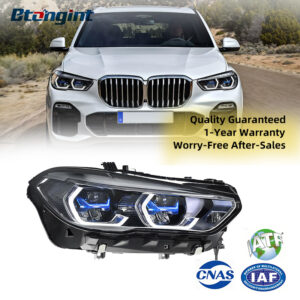 Retrofit High-Spec Headlight Assembly with Blue Frame, LED DRL & Laser Projector for 2019-2022 BMW X5 G05