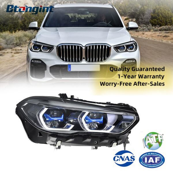 Retrofit High-Spec Headlight Assembly with Blue Frame, LED DRL & Laser Projector for 2019-2022 BMW X5 G05