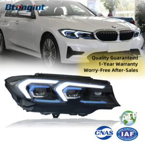 Upgraded Headlight Assembly With Blue Bezel LED Lens DRL & Sequential Turn Signals For 2020-2022 BMW 3 Series G20