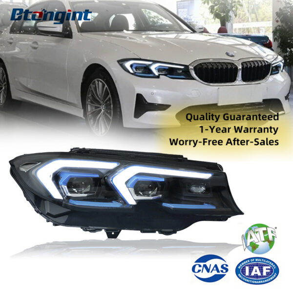 Upgraded Headlight Assembly With Blue Bezel LED Lens DRL & Sequential Turn Signals For 2020-2022 BMW 3 Series G20