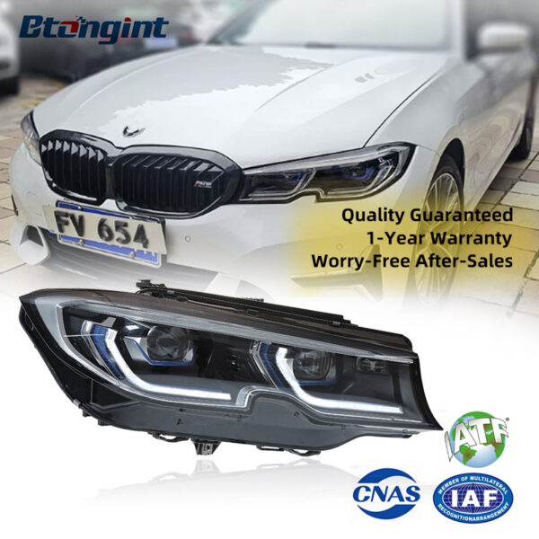 Upgraded Headlight Assembly with Blue Eyebrow LED Laser Lenses & Spoon-Style DRL for 2020–2022 BMW 3 Series G20