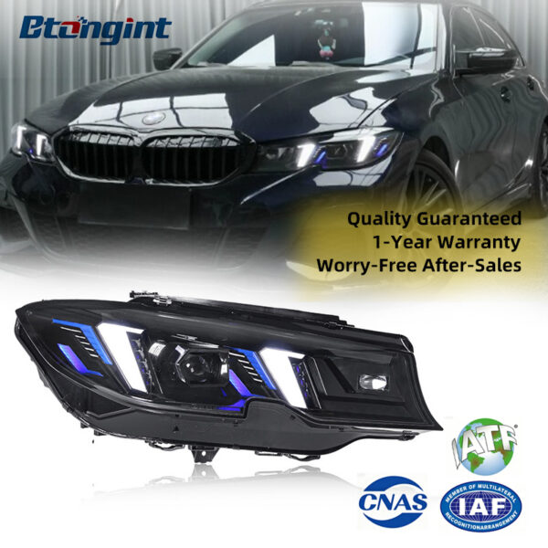 Upgraded Fangs Style Headlight Assembly with Two-Color LED DRL & Turn Signal Lens for 2020–2022 BMW 3 Series G20