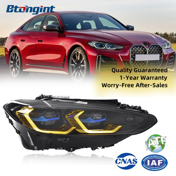 Upgraded Low to High Spec Headlight Assembly with Dual-Color Golden LED DRL for 2021–2023 BMW 4 Series G22