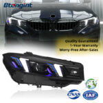 Modified Fangs-Style Headlight Assembly with Dual-Color LED DRL & Laser Lenses for 2023–2024 BMW 3 Series G20