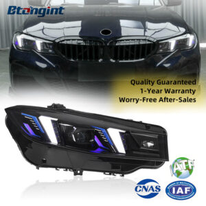Modified Fangs-Style Headlight Assembly with Dual-Color LED DRL & Laser Lenses for 2023–2024 BMW 3 Series G20