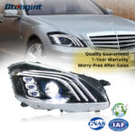 Retrofit Headlight Assembly for 2006-2012 Mercedes-Benz S-Class W221, Equipped With Triple-Strip LED Lens, DRL and Turn Signal Lights