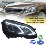 Modified Headlight Assembly for 2010-2015 Mercedes-Benz E-Class W212, Upgrade from Low Spec to High Spec with LED Daytime Running Lights, Turn Signals and Lenses