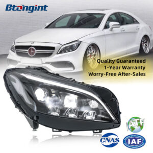 Suitable for Mercedes-Benz CLS W218 (2012-2015 Models), Headlight Assembly Upgrade to New Version with LED Daytime Running Lights, Dynamic Turn Signals & Projector Lenses