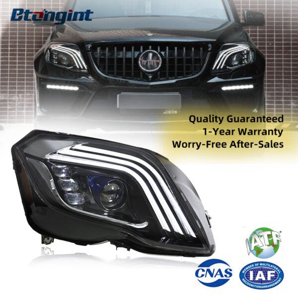 Retrofit Maybach-Style LED Projector Headlight Assembly with Sequential DRL for Mercedes-Benz GLK 2013-2015