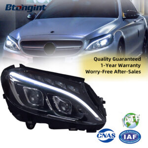 Low-to-High Spec Upgrade Headlight Assembly with Light Guide DRL & LED Bi-Xenon Lenses for Mercedes-Benz GLA (2015-2019 Models)