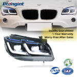 2010-2015 BMW X1 E84 Headlight Assembly, Modified with LED Lens, Blue Eyebrow DRL & LED Turn Signal