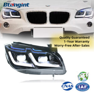 2010-2015 BMW X1 E84 Headlight Assembly, Modified with LED Lens, Blue Eyebrow DRL & LED Turn Signal