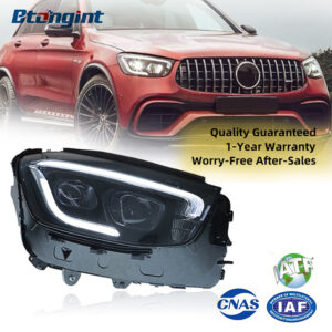 Suitable for Mercedes-Benz GLC X253 2016-2022, new high-spec upgraded headlight assembly with LED daytime running lights, turn signals and projector lenses
