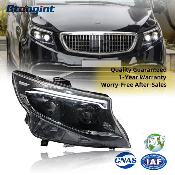 Suitable for Mercedes-Benz Vito 2016-2023, old to new facelift modified headlight assembly with LED projector lenses and daytime running lights