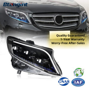 Suitable for 2016-2023 Mercedes-Benz Vito, S-Class Style Modified Headlight Assembly with LED Daytime Running Lights and Sequential Turn Signals
