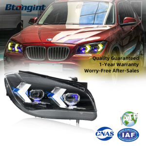 Fits 2010-2015 BMW X1 E84, Arrow Style Headlight Assembly with LED DRL, Turn Signal & Lens