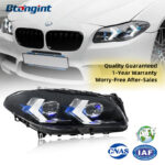 For BMW 5 Series F10 (2011-2017) Headlight Assembly Retrofit, New LED Daytime Running Light + Turn Signal + Bi-Xenon Projector Lens
