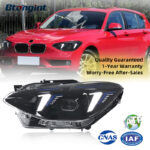 Fits 2012-2014 BMW 1 Series F20, Headlight Assembly Retrofit with Fang-style LED DRL, Turn Signal & Projector Lens