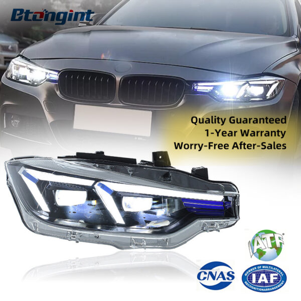 Fits 2012-2018 BMW 3 Series F30/F35, Blue Eyebrow Headlight Assembly Upgrade with High-spec LED Projector & Turn Signal