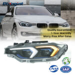 Fits 2013-2018 BMW 3 Series F30, New Style Headlight Assembly with LED DRL, Turn Signal & Projector Lens
