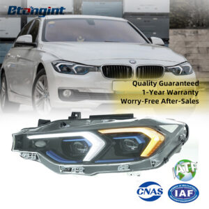 Fits 2013-2018 BMW 3 Series F30, New Style Headlight Assembly with LED DRL, Turn Signal & Projector Lens