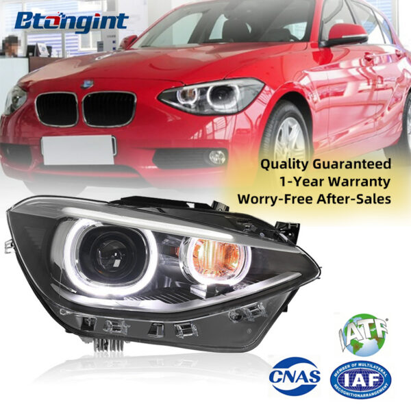 Fits BMW 1 Series F20 2012-2014, Headlight Assembly Upgrade with High-Configuration Angel Eyes, LED DRL & Projector Lens