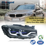 Fits 2013-2020 BMW 3 Series GT F34, Retrofit Headlight Assembly with LED DRL, Sequential Turn Signal and Projector Lens