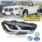 For 2016-2019 BMW X1 Headlight Assembly Retrofit: Bi-xenon Projector, Old Model Upgrade to New Style LED Daytime Running Lights & Turn Signals