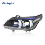 For BMW 5 Series E60 2003-2010 Headlight Assembly Retrofit, Fang Style LED Dual Color DRL Projector Headlamp