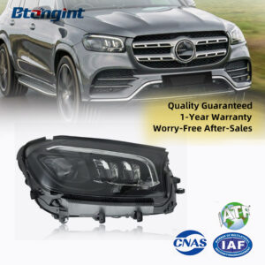 Mercedes-Benz GLS X167 Headlight Assembly, Modified High Trim Geometric LED Beam Projector with Turn Signal, Fits 2020-2024 Models