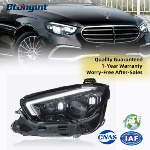 Mercedes-Benz E-Class W213 Headlight Assembly, High Trim Modified LED Projector Headlamp with LED Daytime Running Light & Turn Signal, Fits 2021-2023 Models