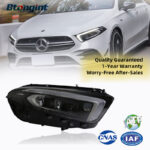 Mercedes-Benz A-Class Headlight Assembly, Modified AMG Style LED Projector Lamp with Light Guide LED Daytime Running Light & Turn Signal, Fits A180 A200