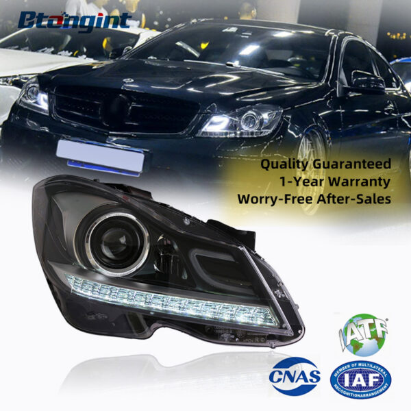 For Mercedes-Benz C-Class W204 Headlight Assembly Retrofit LED DRL Sequential Turn Signal LED Lens C180 C200 C260