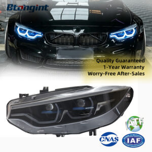 2013-2020 BMW 4 Series F32 Headlights, New LED Projector Lens with Scoop Daytime Running Light & Turn Signal