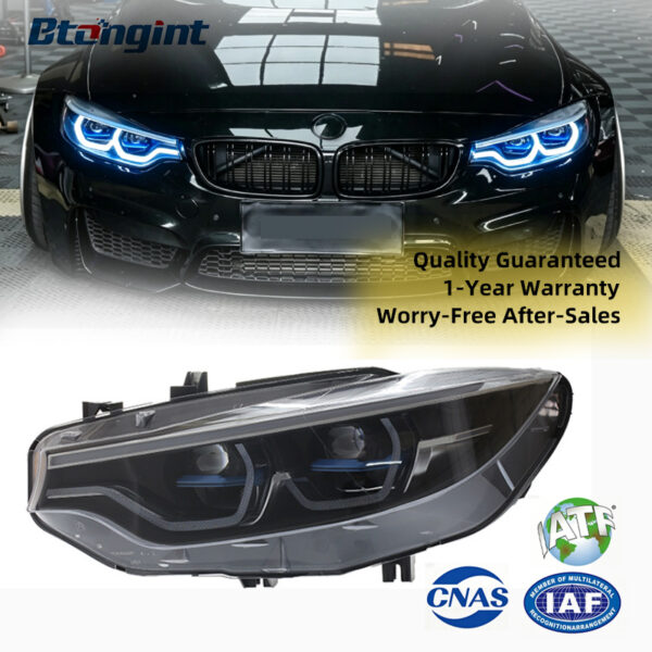 2013-2020 BMW 4 Series F32 Headlights, New LED Projector Lens with Scoop Daytime Running Light & Turn Signal