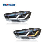 For 2016-2019 BMW X1 F48 Headlight Assembly, Retrofit Bi-Xenon Dual Projector, Old To New LED DRL & Turn Signal
